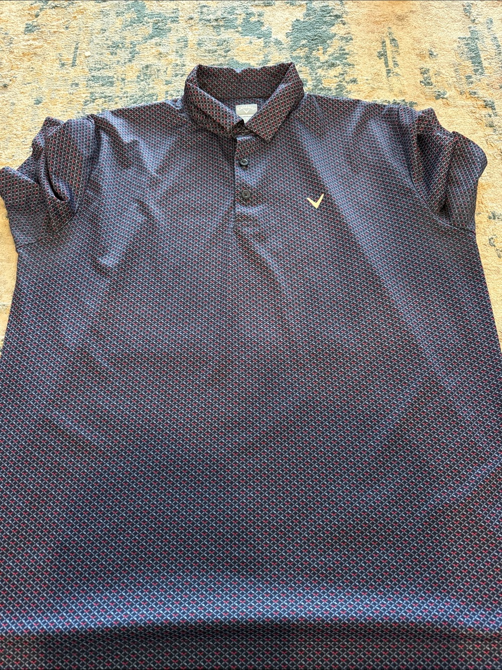 Callaway Men’s Navy Polo with Subtle Red Micro-Print